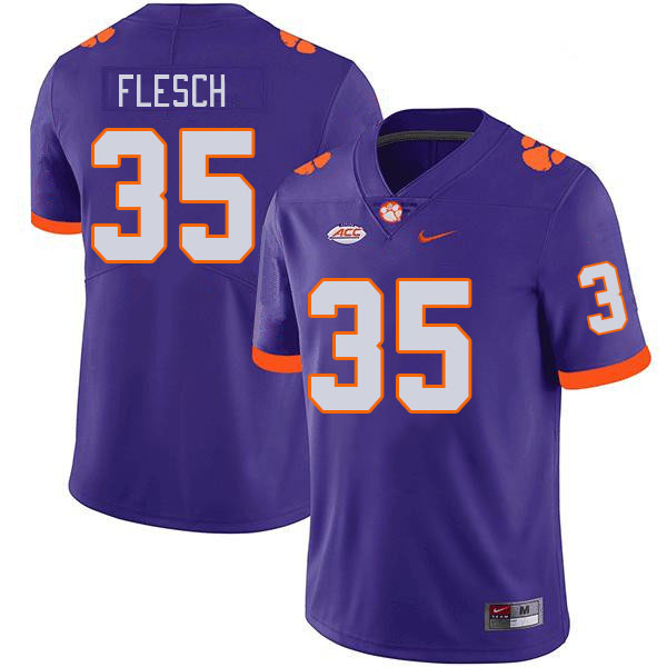Men's Clemson Tigers Joseph Flesch #35 College Purple NCAA Authentic Football Stitched Jersey 23KQ30NN